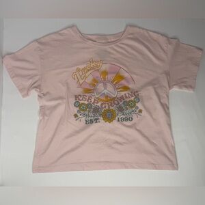 Lucky Brand Keep Growing Graphic T-Shirt Women’s XL Pink Boho Peace Sign